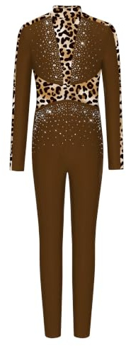Yruioon Mädchen Turnanzug Glitzer Gymnastikanzug Aufdruck Langarm Gymnastik Leotard Ganzkörper Trikotanzug Tanzkostüm