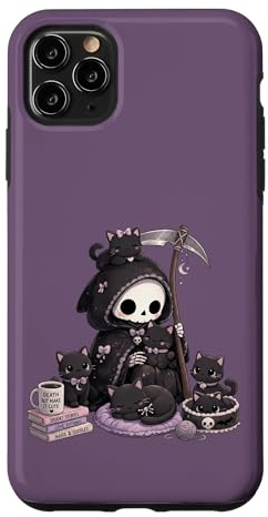 Cute Grim Reaper and Black Cats Kawaii Goth Case for iPhone 11 Pro Max