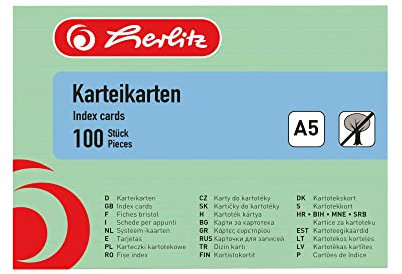 herlitz Karteikarte A5, liniert, grün, 100 Stück