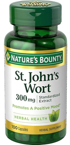 Nature's Bounty St. John's Wort Pills and Herbal Health Supplement, 300mg, 100 Capsules