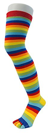 TOETOE - Women Essential/Everyday Stretchy Over-Knee Soft Cotton Seamless Plain/Stripy Toe Socks, Hygienic, Breathable