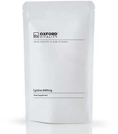 Oxford Vitality Lysine 660mg Capsules | Essential Amino Acid for Collagen Formation Protein Metabolism Immune Support and Tissue Repair | High Strength L-Lysine | Pack of 120