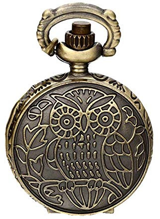 JewelryWe Damen Herren Taschenuhr Eule Blumen Uhranhänger Quartz Legierung Kettenuhr Uhr Halskette Farbe Bronze