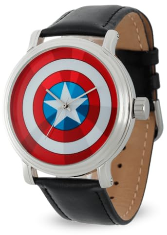 Marvel Herren Armbanduhr The Avengers Captain America Analog-Quarz Schwarz Vintage W001770, Schwarz, Vintage