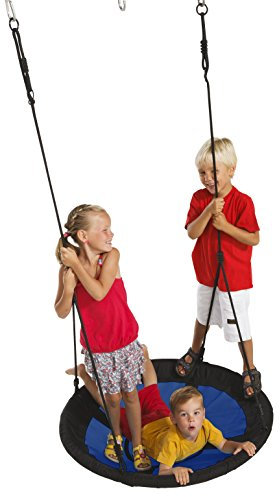 Nest Swing Seat With Soft Seating 100cm Diameter For Children's Swing Frames - Blue and Black-C I -Holds Up to 150kg Weight.
