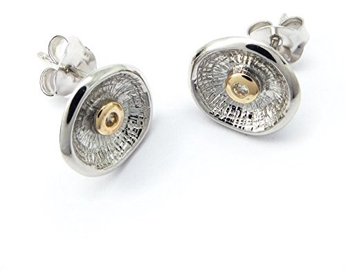 Damen-Ohrringe (Stecker) - 925/ Silber (rhodiniert) und 333/ Gold mit weißem Zirkonia