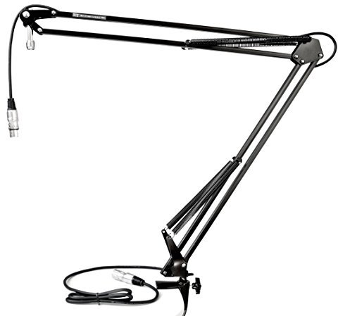Tie Studio Flexible Mic Stand Pro Microphone Stand Microphone Holder Microphone Suspension Scissor arm (incl. 2.5m XLR microphone cable, 5/8″ threaded & 360 degree adjustable), black