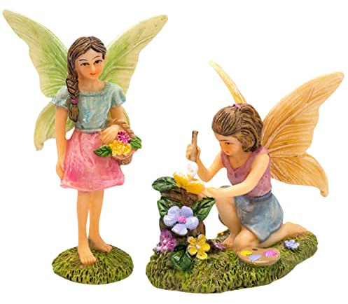 PRETMANNS Fairies for Fairy Garden Outdoor, 2 Pieces