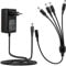 Tonton DC 12V 2A CCTV Kamera Netzteil EU Stecker (Schwarz) Power Supply Netzgerät für CCTV DVR/Kamera + 1 auf 4 Y-Splitter DC 12V Kabel Splitter 1 Buchse zu 4 Stecker für Überwachungskamera