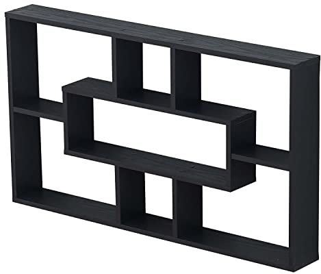 spot on dealz® Floating Shelf Wall Shelves for Bedroom Wall Mounted Bookcase Hanging Shelves Bookshelf Book Shelves for Living Room Display Wooden Multi Compartment Shelving Unit Black