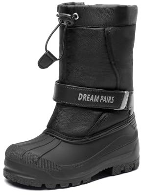 DREAM PAIRS Jungen Mädchen rutschfest wasserdichte Windgeschützt Winter Warme Schneestiefel Unisex Kinder Winterstiefel,Size 33.5,Schwarz,KAMICK