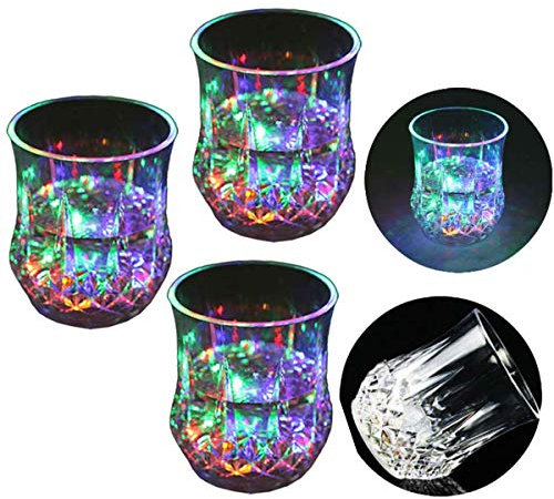 LED Cups Flashing Light Up Automatische wasseraktivierte Farbwechsel Wein Whisky Bier Cola Saft Trinkgeschirr Tassen Schnapsglas für Bar Disco Night Club Party Halloween Weihnachten(3)