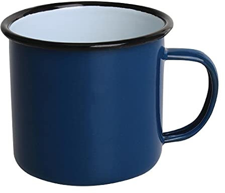 Olympia Mug en acier émaillé bleu et noir 350 ml (lot de 6), en acier émaillé, ensemble de mugs à thé ou café, usage professionnel et domestique, DC394
