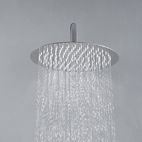 JOHO 304 Edelstahl Kopfbrause mit Anti-Kalk-Düsen, Regendusche Duschkopf Rund Einbauduschkopf 25cm Chrom