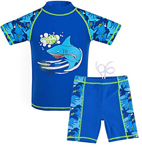 G-Kids Kinder Jungen Badeanzug Bademode Zweiteiliger UPF 50+ UV Schützend Schwimmanzug, Blau, 128/134