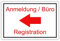 SCHILDER HIMMEL apassbares Anmeldung Büro links Schild 30x21cm Kunststoff, Nr 2500 eigener Text/Bild verschiedene Größen/Materialien