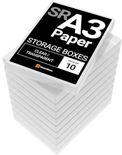 WestonBoxes A3 Plastic Storage Box with lid for A3 or SRA3 Paper (Pack of 10)