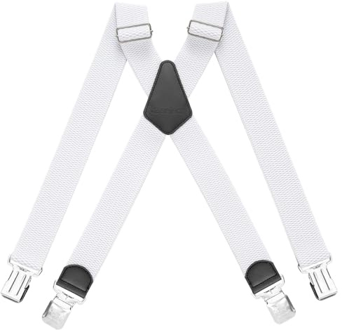 HBselect Men's Braces Mens Suspenders with 3.5cm Heavy Duty Metal Clips | Adjustable Elastic Work/Ski Suspenders | 3.5cm Wide Durable Braces for Men, Business & Casual Wear (One Size Fits All)