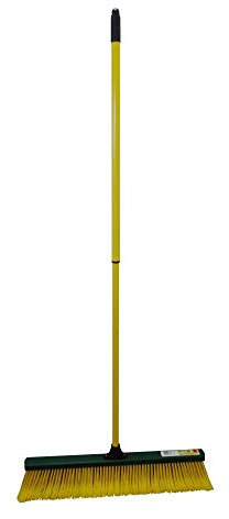 Steuber Krallenbesen mit Teleskopstiel, Kehrbreite 60 cm, Outdoor Besen mit Spezialborsten, grün-gelb