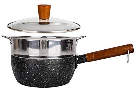 Japanese Style Yukihira Saucepan Set, Nonstick Sauce Pan with Steamer and Glass Lid, Multipurpose Pot, Aluminum Alloy, Silver,20cm
