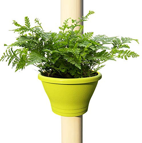 Momolaa Jardinière Pot de Fleur pour gouttière - Pot de Fleurs Rond avec Tuyau de Pluie - Support de Pot de Fleur pour Tuyau de vidange - jardinière - Pot Suspendu (Vert, L)