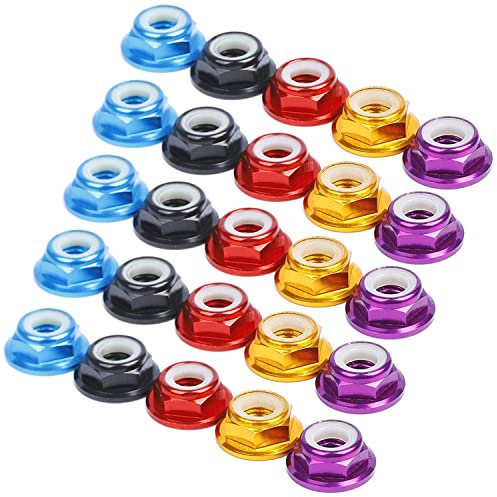 GTIWUNG 25 Pezzi Hex Auto-Lock Noci, M5 Dado di Bloccaggio in Alluminio CNC Dado Flangiato Nylon Autobloccante in Metallo