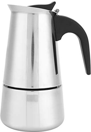 Cafetière Moka, Cafetière 4 Tasses, Cafetière Italienne en Acier Inoxydable, avec Poignée Anti-brûlure, Adaptée à L'induction, Cafetière Portable en Acier Inoxydable pour Cuisine,