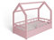ms factory Hausbett mit Matratze Kinderbett 70x140 cm mit Rausfallschutz und Lattenrost - Einzelbett aus Kiefernholz für Mädchen und Junge - Rosa