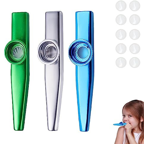Aluminiumlegierung Kazoo,Kinder Kazoo,Kazoo Set,Kazoo Instrument Musikinstrument,Metall Kazoo Musikinstrumente,mit 10 Stück Kazoo Flöte Membranen,für Kinder und Musikliebhaber Anfänger (3 Stück)