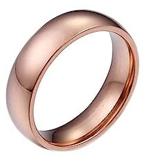 Beydodo Edelstahl Ringe Frauen, Ring Personalisiert 6MM Poliert Rund Bandring Partnerringe Damen Ringe Rosegold Nickelfrei Gr.52-60