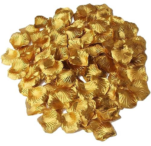 1000 Stück Künstliche Rosenblätter Gold,Deko Rosenblätter Romantische Rosenblüten Geschenk schöne Blütenblätter für Hochzeit, Valentinstag, Geburtstag Party Dekoration, Artificial Rose Petals Flowers