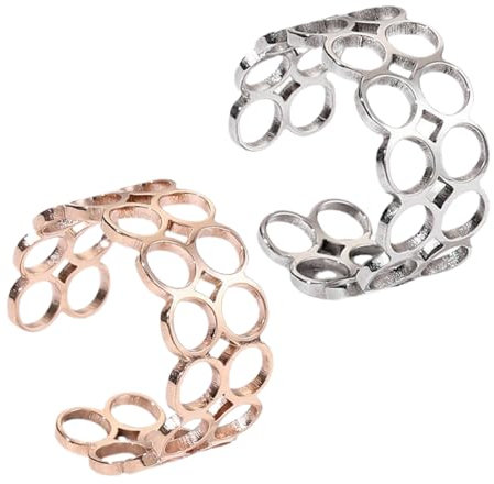 Handmade Ringe, Offener Statement Ring Damen, Ring Edelstahl Damen mit Geometrischem Design, Edelstahl Schmuck Damen, Chunky Cuff Ring Roségold, Silber, Gold