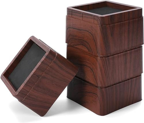 KEIBIKEIDI 3 Inch Stackable Bed Risers Heavy Duty Furniture Risers ， Lifts Up to 2200 LBs Couch Sofa Desk Table Chair Risers (Stackable Wood Grain), Set of 4