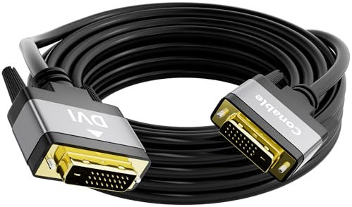 Câble DVI vers DVI de 6,1 m, DVI-D 24+1 plaqué or, double liaison DVI mâle vers mâle, coques en aluminium, long, 1080p, pour PC, bureau, moniteur, projecteur, jeux, téléviseur HD, DVD, noir