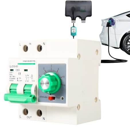 DEWIN Intelligent Adjustable Timer Switch, 2P 63A Countdown Circuit Breaker Water Pump Time Delay Circuit Breaker Mechanically Adjustable 6 Hours AC 230V