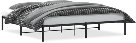 vidaXL Bettgestell, Bettrahmen mit Lattenrost, Bett Gästebett mit Stauraum, Metallbett Doppelbett Schlafzimmerbett, Schwarz 193x203cm Metall
