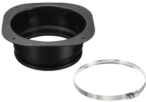 PATIKIL 6 Duct Connector Flange, Dryer Vent Wall Plate Square to Round Straight with Ducting Clamp for Air Heating Cooling Ventilation Exhaust Fan, Black