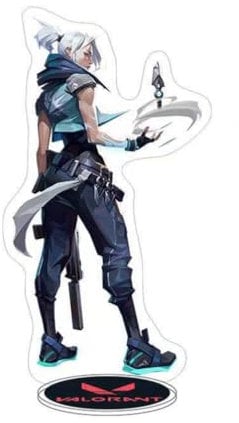 GLPMZANB Valorant-Charakter, Acryl-Ständer, Spiel-Poster, Stehteller, Tischdekoration, Schreibtisch-Ornamente, Heimdekoration, Ornamente (Jett)