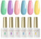 ROSALIND Vernis Semi Permanent，6 Couleurs Bonbon Vert Violet Rose Bleu Jaune Printemps Eté Vernis à Ongles Soak Off UV LED Gel Nail Polish Manucure Nail Art Kit
