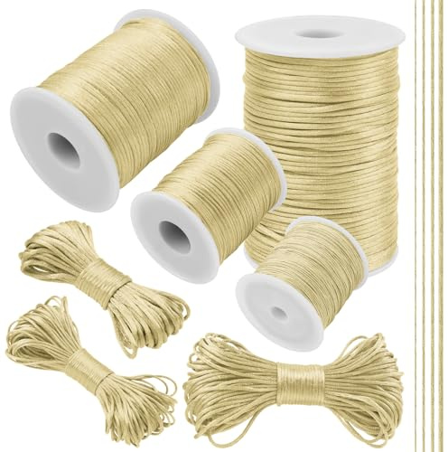 LEREATI Beige Nylonschnur 1.5mm x 20m Armband Schnur für Armbänder Satinkordel Perlenschnur Schmuckband Nylonband für Armbänder, Perlen, Halsketten, Kumihimo, Chinesischer