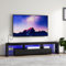 Panana Large TV Unit TV Stand for 85 TVs High Gloss Front Entertainment Unit with RGB LED Lights, 2 Drawers Storage & Glass Shelves, 200cm x 33cm x 45cm (Black)
