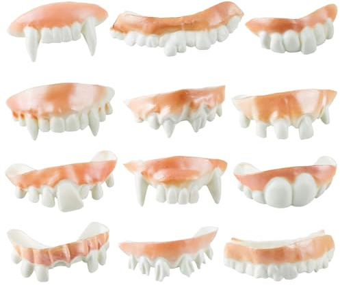 AYNKH 12Pcs Halloween Gnarly Zähne, Hässlich Gefälschte Zähne, Lustige Zähne, Vampir-Zähne, Scherz Zähne, Bob Zähne, Halloween Dämon Zähne für Halloween Masquerade Kostüm Party Gaben