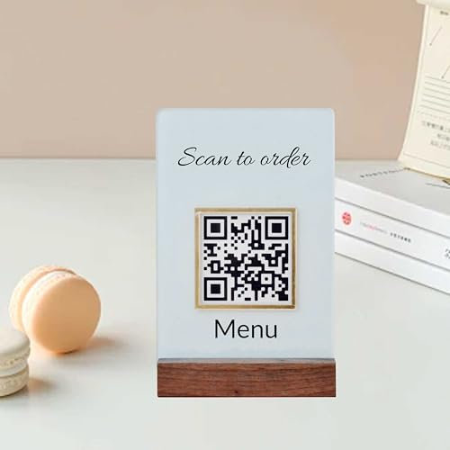 Pahdecor 3D-QR-Code-Schilderständer, 10,2 x 15,2 cm, Mini-Schild, kleines Unternehmen, Scanning-Zahlungsschild, Bargeld-App, PayPal, WLAN, QR-Code-Beschilderung, hinterlassen Sie eine gute Bewertung