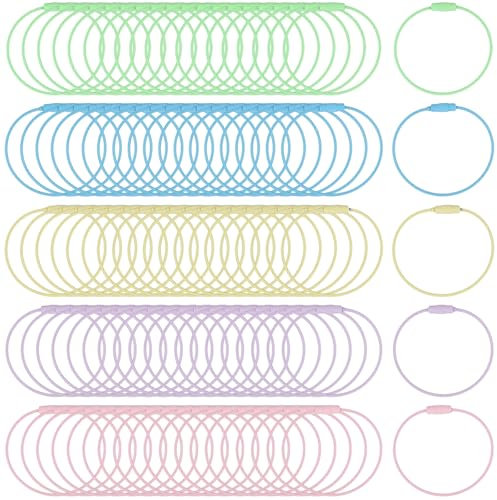 MUNGHOK Lot de 100 Anneaux Porte-Clés en Acier Inoxydable de 15 cm, Câble Porte-Clés, pour Accrocher Étiquettes de Bagages, ID Tag, Multicolores, 5 Couleurs