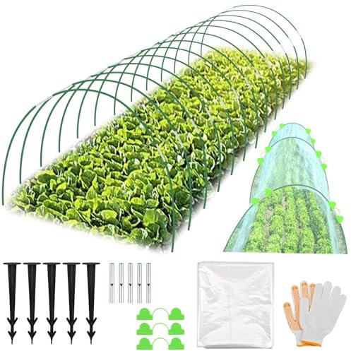 Zoutpy Pflanztunnel Bögen, 50 PCS Tunnelbogen Für Hochbeet, Abnehmbar Folientunnel für Hochbeet, Gewächshaus Bogen mit 6mm Kunststoff umwickelt, Gewächshaus Reifen, Gewächshaus Hoops für Pflanzenabdec