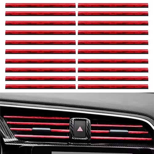 20PCS Youzzei Car Air Conditioner Vent Outlet Trim, DIY Air Vent Outlet Trim Strips Interior Decoration Strips, Upgraded PVC Car Interior Moulding Trim for All Straight of Auto Interior(Ice Red)