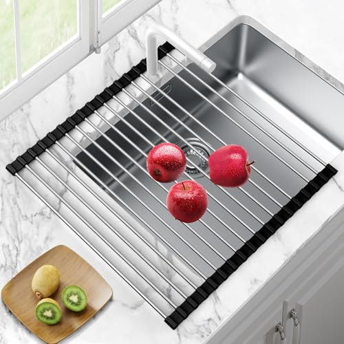 Abtropfgitter Abtropfgitter Spüle Geschirrabtropfgestell Spüllappenhalter Zubehör Geschirr Abtropfständer Geschirrständer Abtropfgestell Geschirr, Silikon-Abtropfgestell (Schwarze, 43*30(CM))