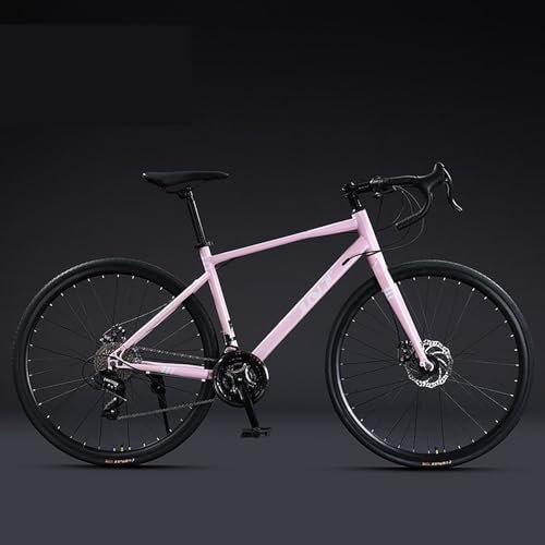 LETIANZG 700C Wheel Road Commuter Bike, Cambio a 27 velocità, Doppi Freni a Disco, Bicicletta da Corsa con Telaio in Acciaio ad Alto tenore di Carbonio Leggero for Uomini e Donne Adulti (Nero)(A)