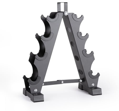 LIONSCOOL Dumbbell Rack Stand, 3/4/6 Tier A-Frame, Heavy Duty Dumbbell Holder, Portable Weight Rack for Home Gym (Stand Only) (4-Tier)