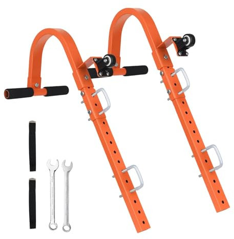 Ladder Hooks for Roof R-idge, Non-Slip Ladder Roof Hook with Wheel, Secure Ladders Attachment Safety Accessory, 2pcs, Heavy Duty Steel, Rubber Grip T-Bars Multipurpose for Home and Professional Use